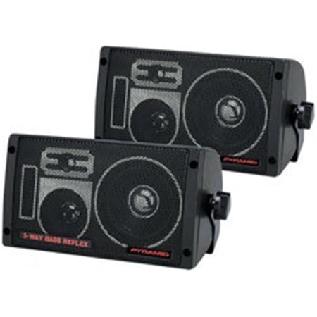 Pyramid 2060 300W 3-Way Car Audio Mini Box Speakers Indoor Stereo System (Pair)