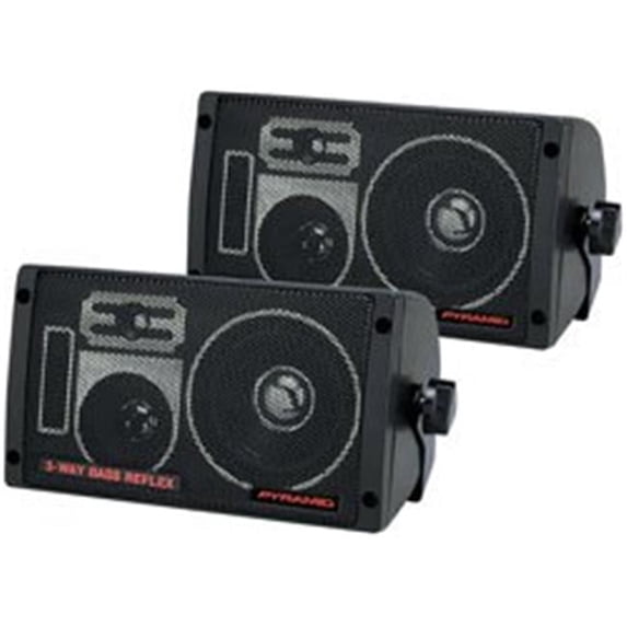 Pyramid 2060 300W 3-Way Car Audio Mini Box Speakers Indoor Stereo System (Pair)