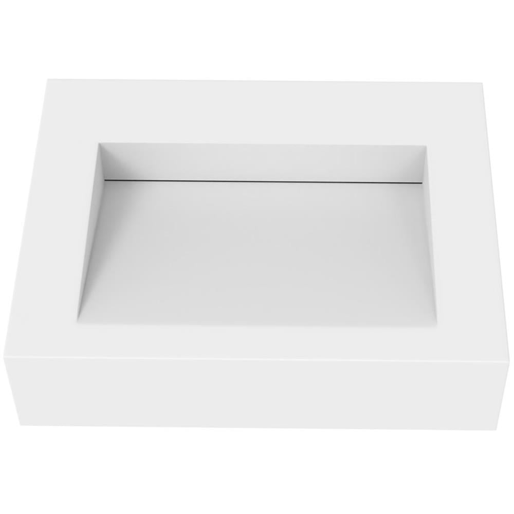 Pyramid 24" Stone Bathroom Sink w/No Faucet Hole in White