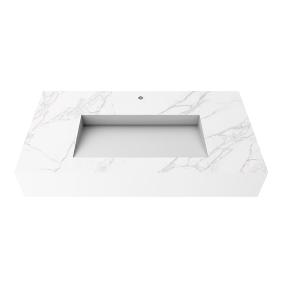 Pyramid 36" Solid Surface Manmade Stone Bathroom Sink in Marble