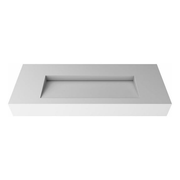 Pyramid 48" Solid Surface Bathroom Sink in White No Faucet Hole