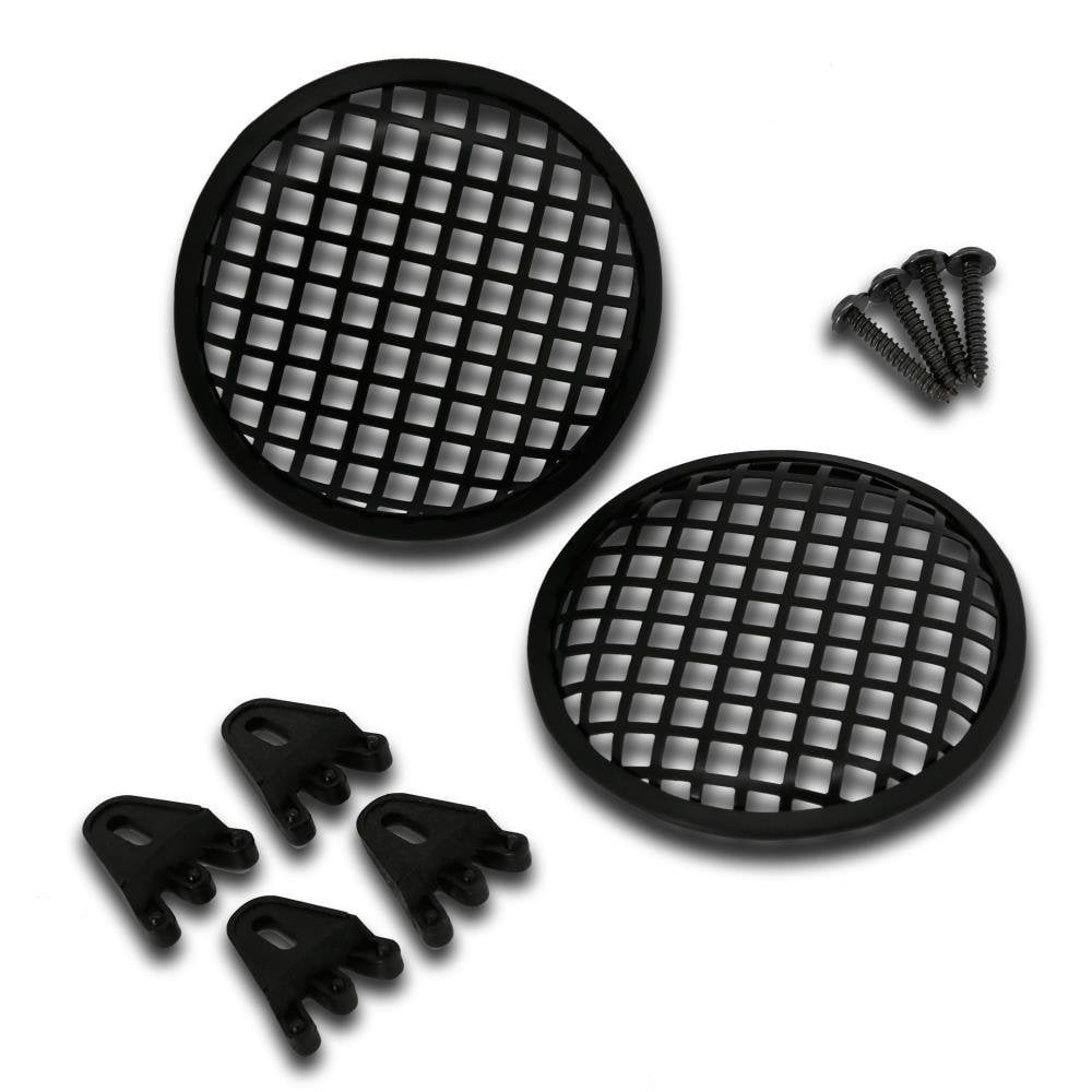 Pyramid 5" Waffle Speaker Grill with Bracket, Universal Car Audio Speaker Grill Cover, Durable Metal Mesh Protects 5 Inch Speakers, Includes Mounting Screws for Easy Installation - Pair of 2 Black