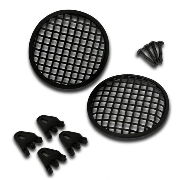Pyramid 5" Waffle Speaker Grill with Bracket, Universal Car Audio Speaker Grill Cover, Durable Metal Mesh Protects 5 Inch Speakers, Includes Mounting Screws for Easy Installation - Pair of 2 Black