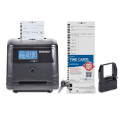 Pyramid Time Systems 5000 Plus Auto Totaling Time Clock with Time Cards, Ribbon & Security Keys, Supports Up to 100 Employees