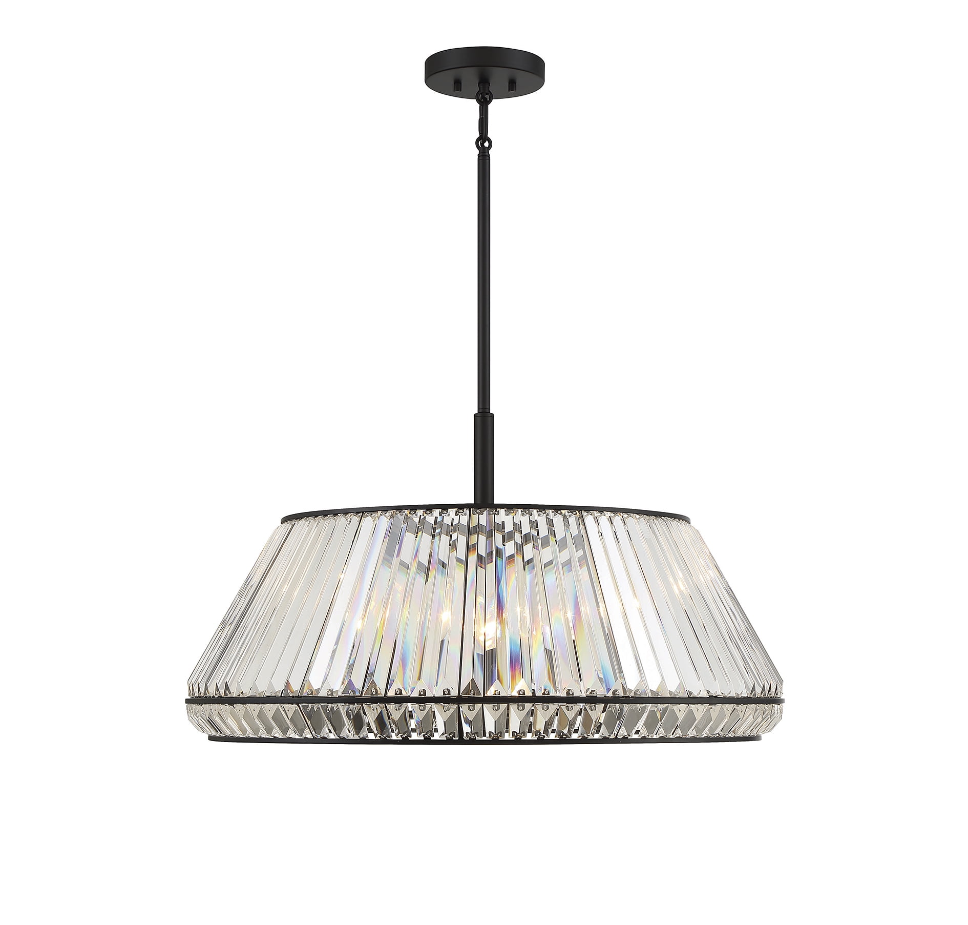 Pyramid Matte Black and Crystal 6-Light Geometric Chandelier