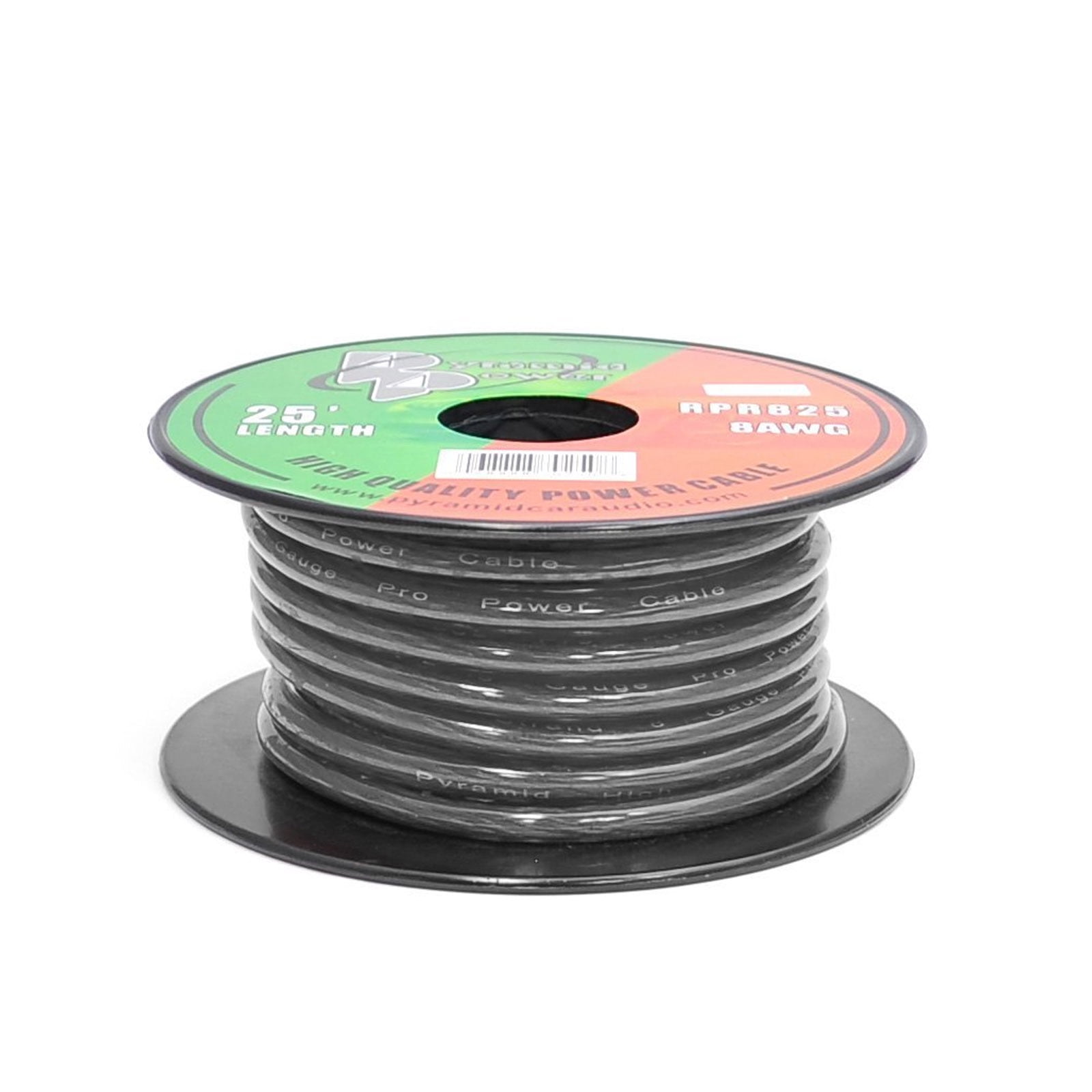 Pyramid 8 Gauge Black Ground Wire 25 ft. OFC