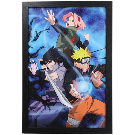 Pyramid : Naruto Group Fight Pose - 11x17 Framed Gel Coated Poster - Anime Character Artwork, Licensed Viz Media Wall Decor, Collectible Print