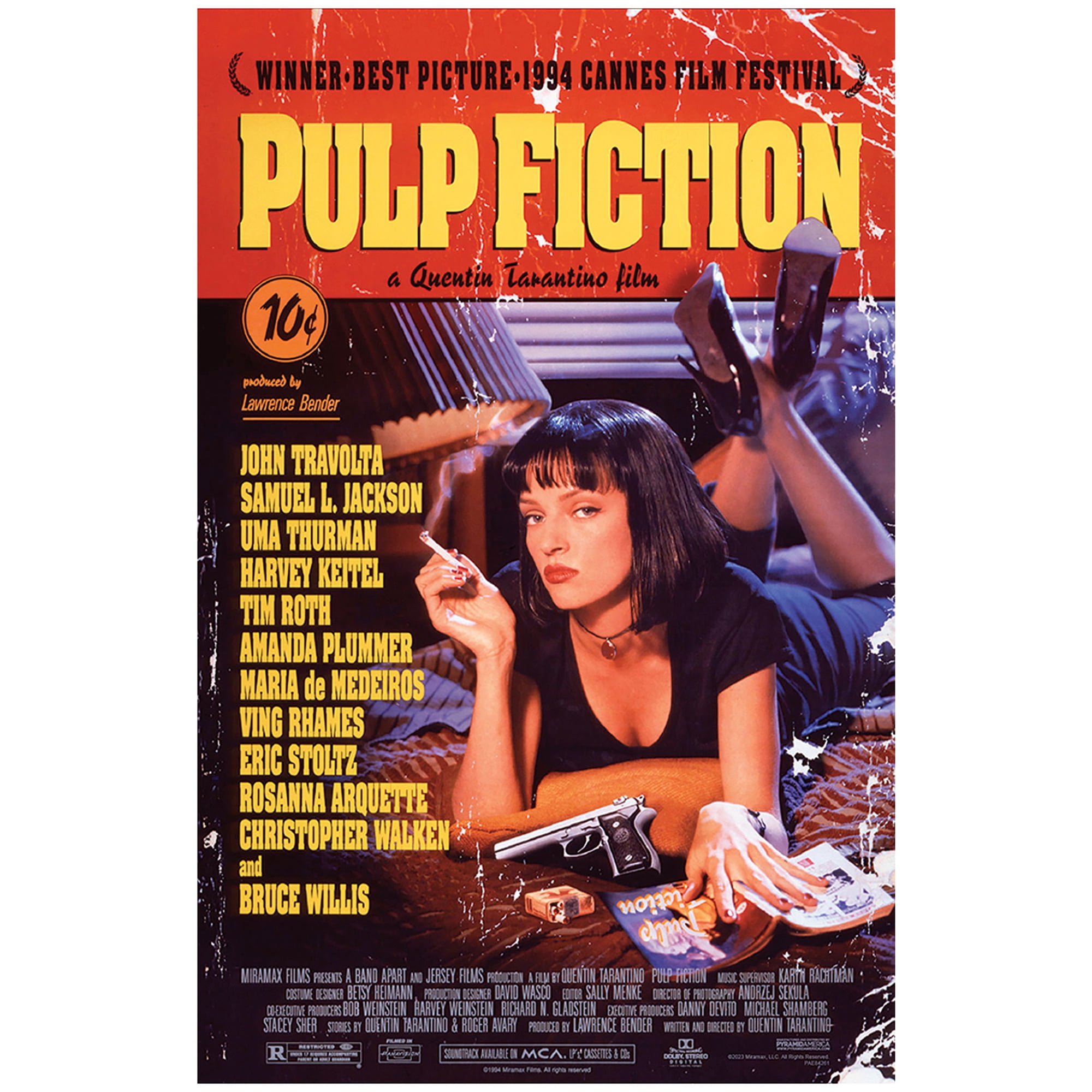 Pyramid America: Pulp Fiction: Movie Billing - 11x17 Poster Print - Cult Classic Film Artwork, Iconic Licensed Wall Decor, 90's Cinema Fan Collectible