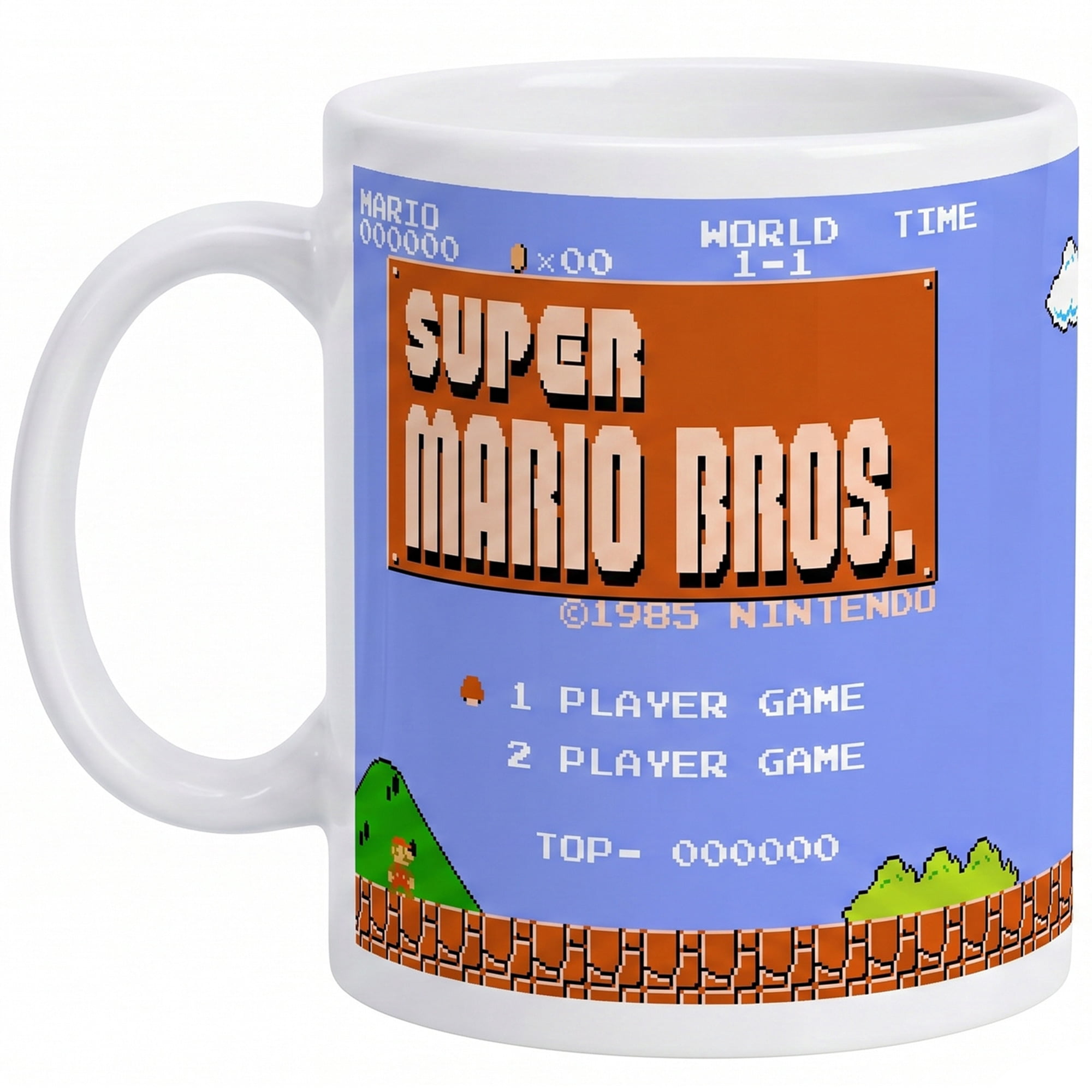 Pyramid America: Super Mario Bros: Retro Title - 20oz Ceramic Mug - Coffee Tea Cup, Microwave-Dishwasher Safe, Video Game Fan Collectible, Licensed