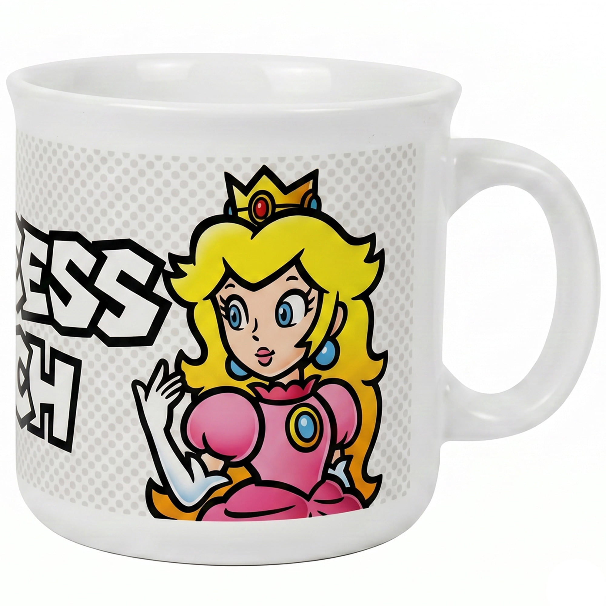 Pyramid America: Super Mario: Princess Peach - 20oz Ceramic Camper Mug - Coffee & Tea Cup, Microwave-Dishwasher Safe, Video Game Collectible, Licensed