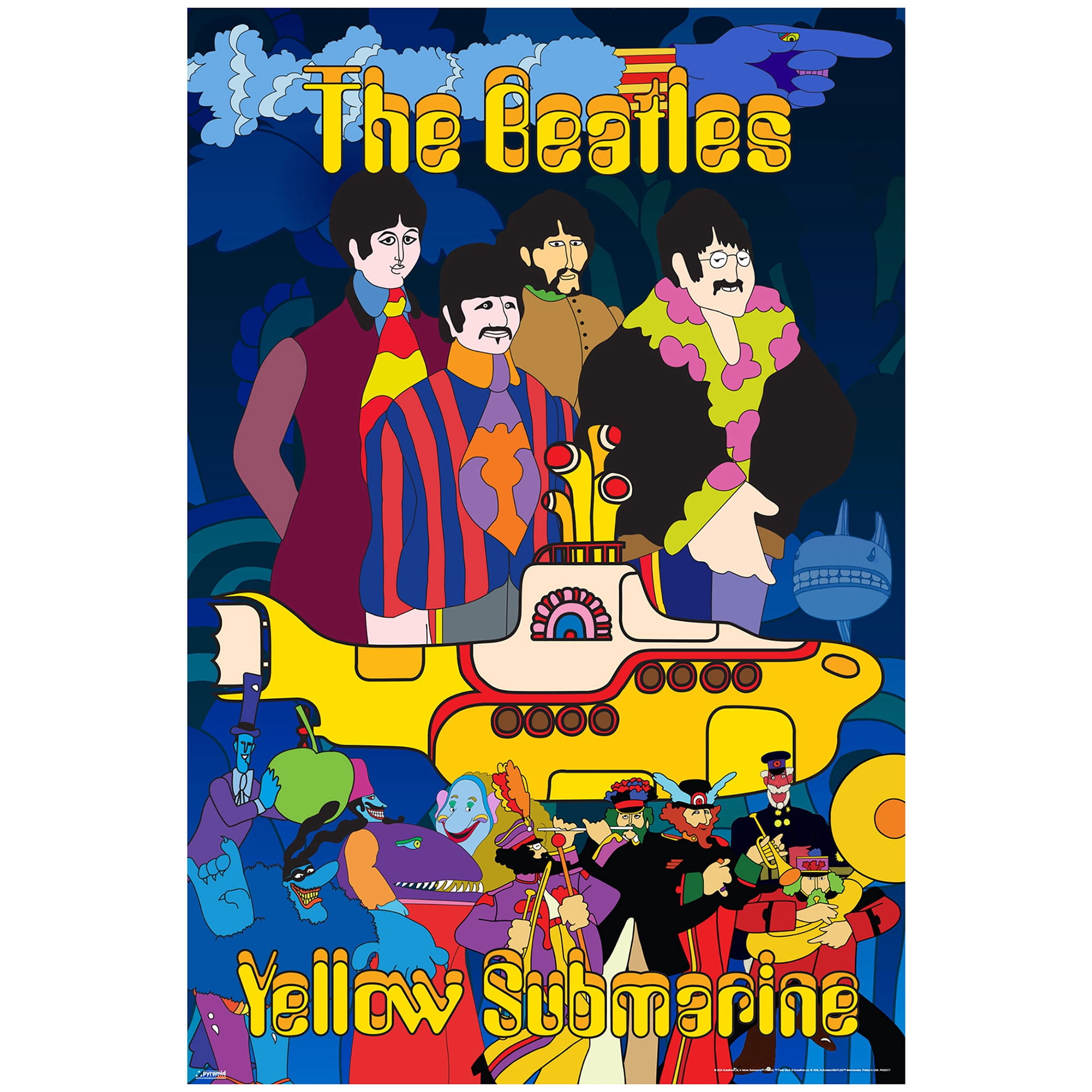 Pyramid America: The Beatles: Yellow Submarine - 24x36 Poster, Album Cover Print - Classic Rock Band Artwork, Licensed Music Wall Decor, Collectible