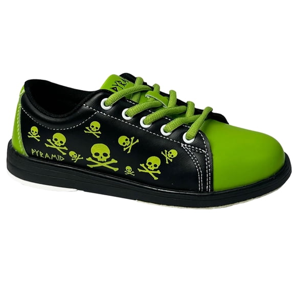 Pyramid Boy's Youth Skull Bowling Shoes, Green/Black, Size 10T