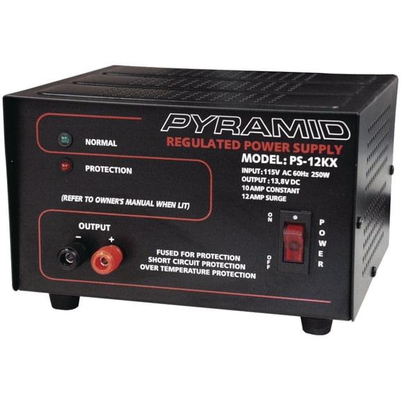 Pyramid Car Audio Gold Series 250-Watt Input 10-Amp Constant Bench Power Supply , PS12KX