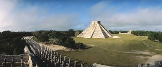 Pyramid Chichen Itza Mexico Canvas Art - Panoramic Images (30 x 13)