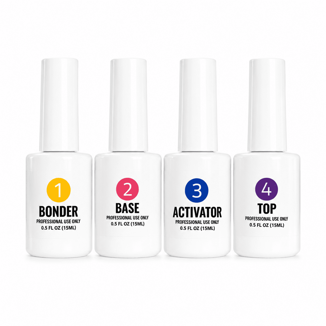 Pyramid Dip Liquid Set Powder Nail Kit Starter - Bond, Base Coat, Activator, Top Coat, Work with Acrylic and Dipping Powder French Manicure Art DIY Salon (SET 4 DIP LIQUID)