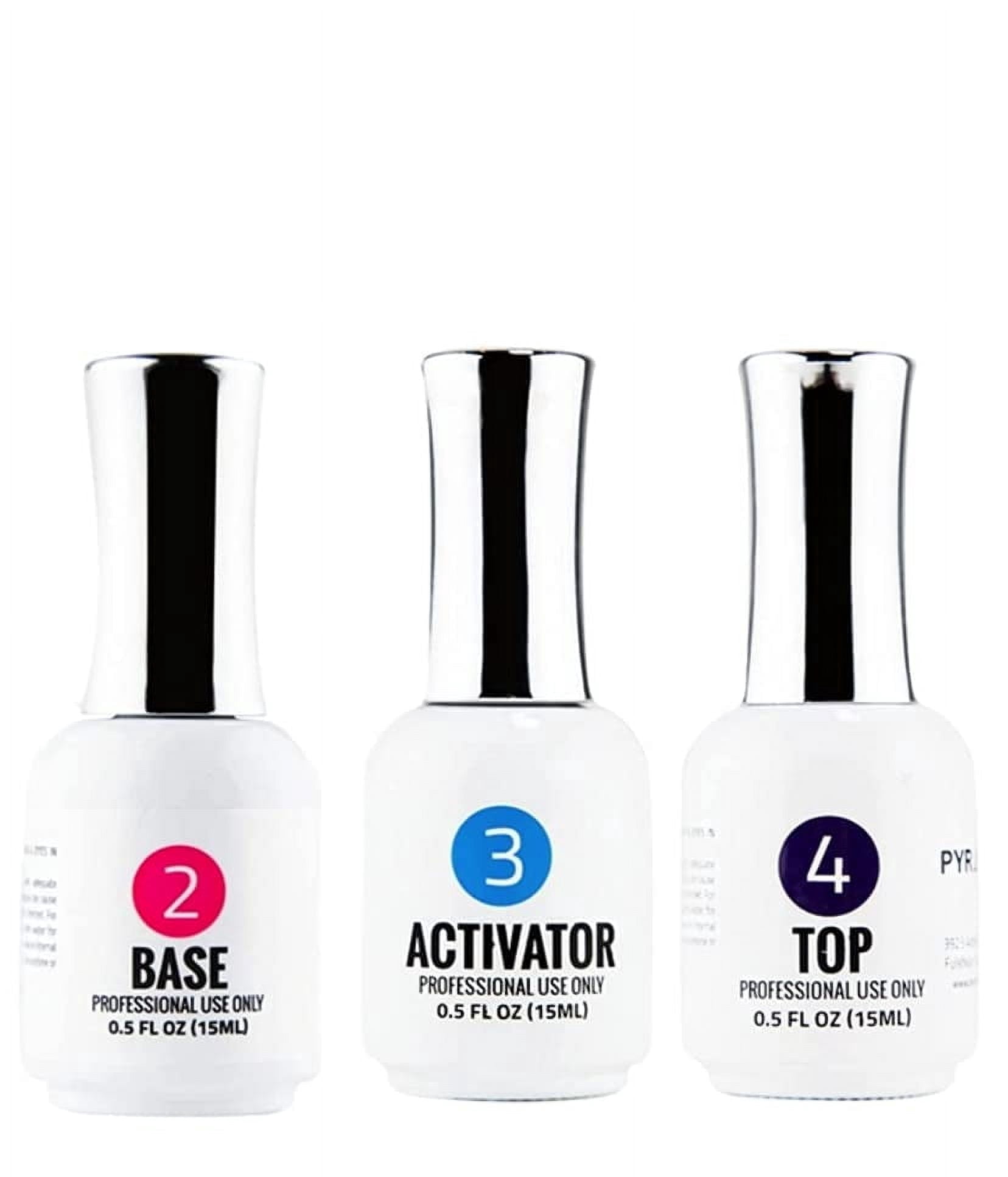 Pyramid Dip Liquid Set Powder Nail Kit Starter Set 3 - Base Coat, Activator, Top Coat 0.5 Fl oz for Acrylic and Dipping Powder