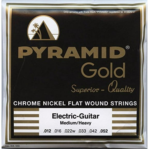 Pyramid Electric Guitar Gold Chrome Nickel Flat Wound Round Core Med/Heavy 12-52