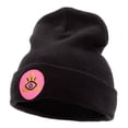 thumbnail image 1 of Pyramid Eye Embroidered 12 Inch Long Knitted Beanie - Black OSFM, 1 of 5