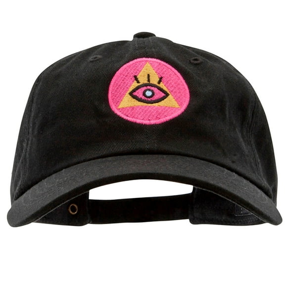 Pyramid Eye Embroidered Unstructured Cotton Twill Washed Cap - Black OSFM
