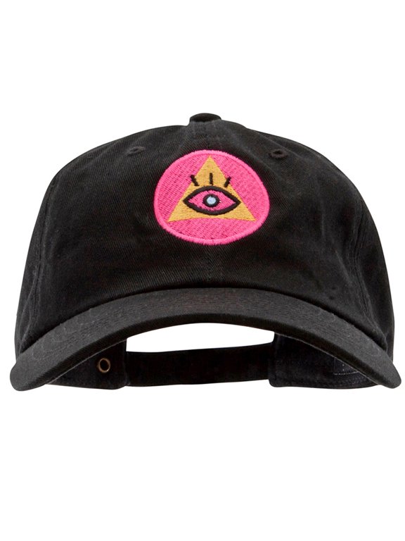 Pyramid Eye Embroidered Unstructured Cotton Twill Washed Cap - Black OSFM