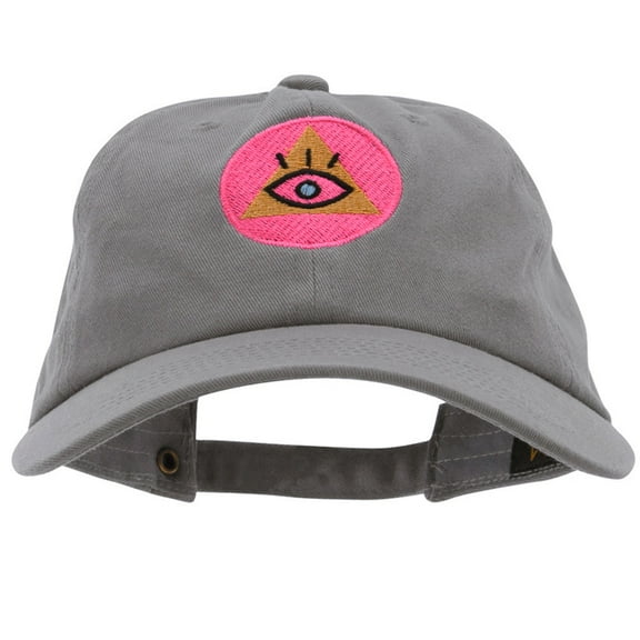 Pyramid Eye Embroidered Unstructured Cotton Twill Washed Cap - Grey OSFM