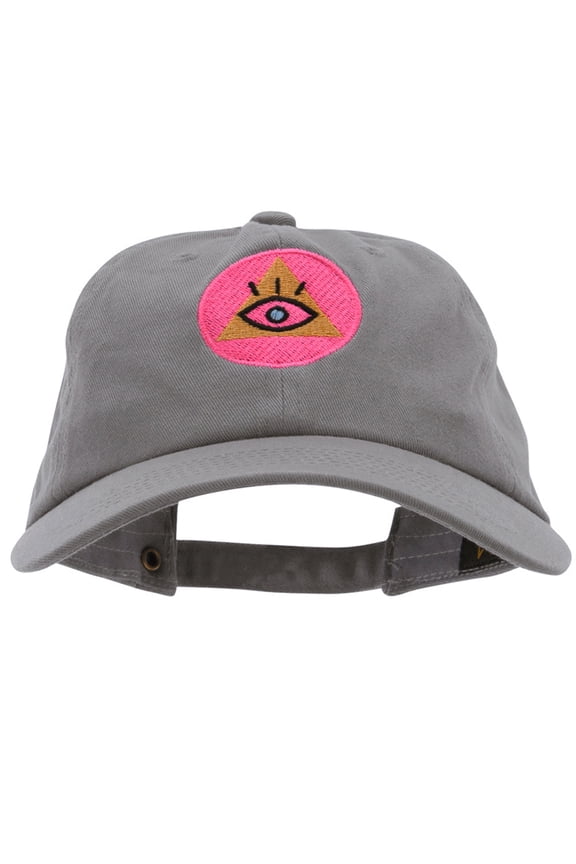 Pyramid Eye Embroidered Unstructured Cotton Twill Washed Cap - Grey OSFM