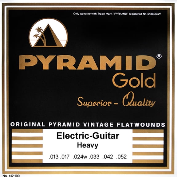 Pyramid Gold 13-52 Electric Guitar Strings  Chrome-Nickel Flat Wound with Round Core, Heavy Gauge