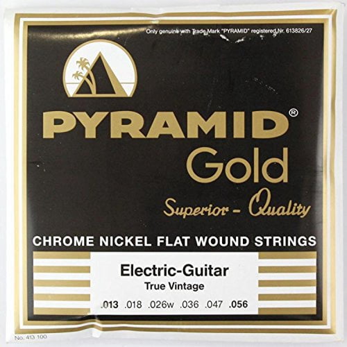 Pyramid Gold 13-56 True Vintage Electric Guitar Strings – Flat Wound Chrome-Nickel on Round Core