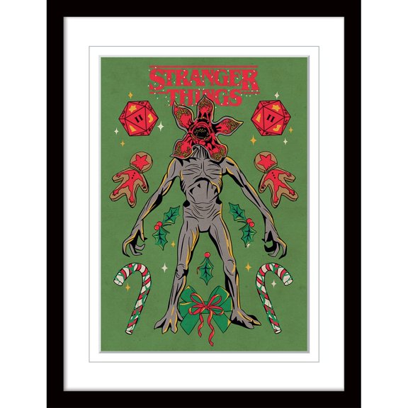 Pyramid International Stranger Things Poster with Border and Black Frame (Christmas Demogorgon