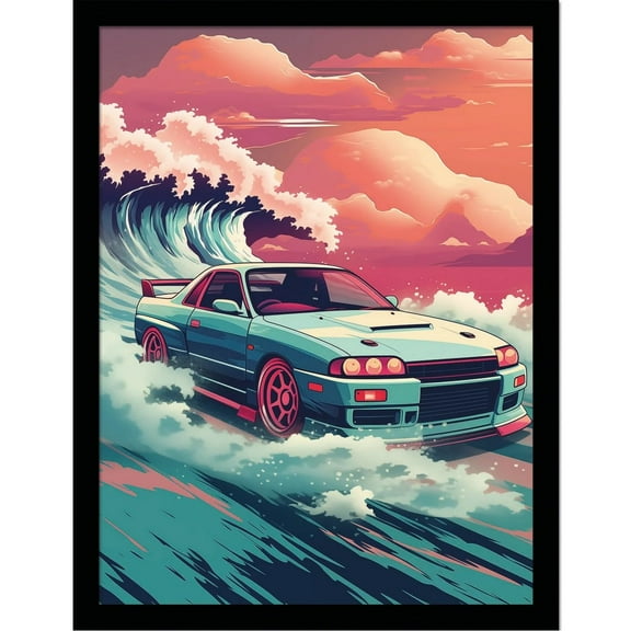 Pyramid International Wave Cars Hakosuka Framed Poster (40cm x 30cm) (Multicoloured) 40cm x 30c
