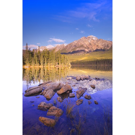 Pyramid Lake Jasper National Park Alberta Canada Canvas Art - Carson Ganci Design Pics (22 x 34)