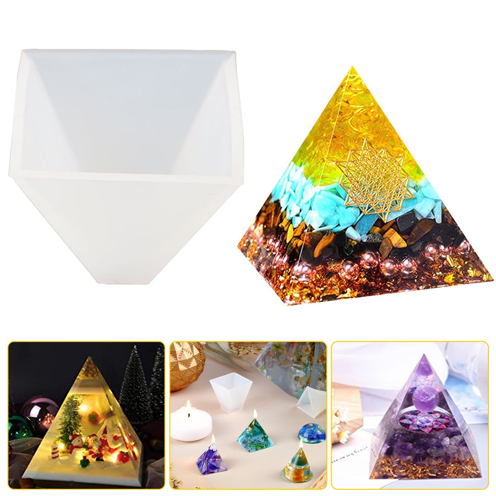 1pc Pyramid Molds for Resin,Large Silicone Pyramid Molds,Silicone Resin Molds for DIY Orgonite Orgone Pyramid, Orgonite Jewelry,Great for Paperweight