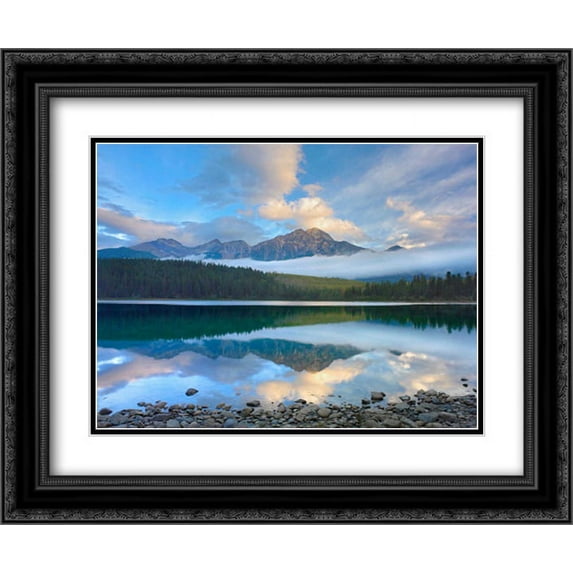 Pyramid Mountain and boreal forest reflected in Patricia Lake, Jasper National Park, Alberta, Canada 2x Matted 24x20 Black Ornate Framed Art Print by Fitzharris, Tim