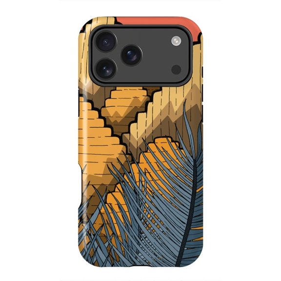 Pyramid Mountains Geometric Desert Horizon Case with iPhone 17 to 11 Pro Max