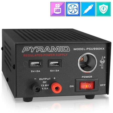 Pyramid PSU990KX - Bench DC Power Supply - AC-to-DC Power Converter with Dual USB Ports, Car Cigarette Lighter Plug (4.5 Amp)