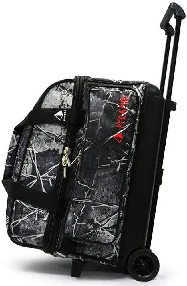 Deluxe Double Roller Bowling Bag – Black/Blue, Holds Shoes & Accessories, Wide Urethane Wheels