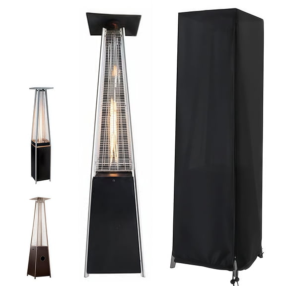 Pyramid Patio Heater Cover Outdoor Torch Patio Heater Cover with Zipper Waterproof Dustproof Outdoor Standing Propane Patiowinterizing Home Heaters 87"H x 21"W x 24"L 210D Black