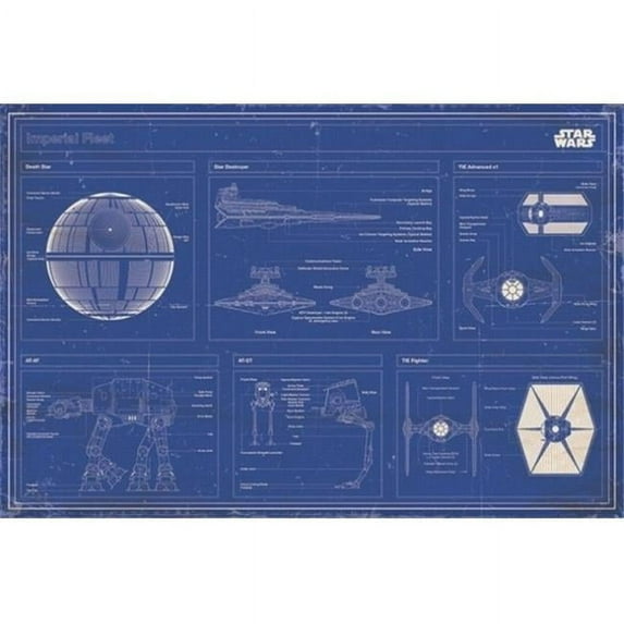 Pyramid Posters XPE160066 Star Wars - Imperial Fleet Blueprint Poster Print By, 24 x 36