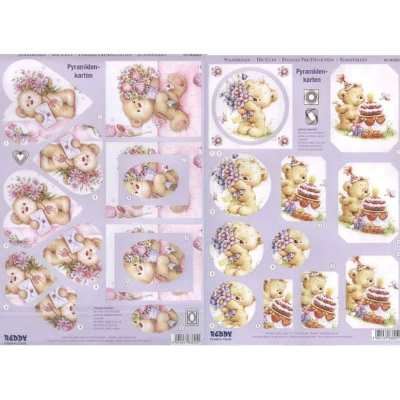 Reddy Creative Cards Pyramid Precut sheets - For You Bears