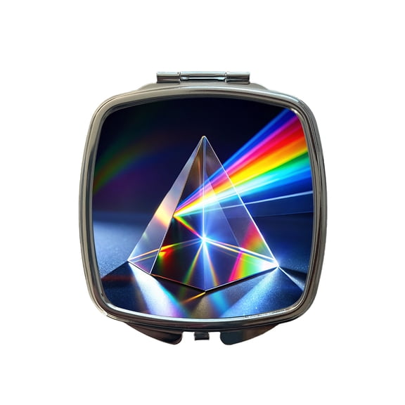 Pyramid Prism Refracted Rainbow Travel Makeup Handbag Purse Small Pocket Compact Mirror