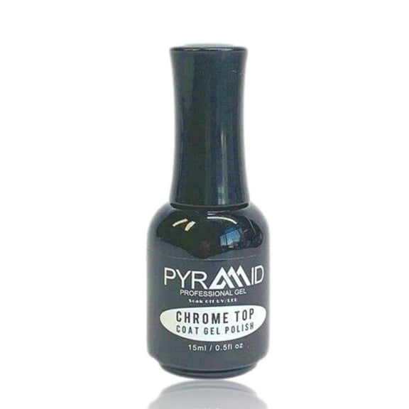 Pyramid Professional 0.5oz Gel Soak Off UV/LED Gel Top Base Coat Nail Polish Manicure Lacquer Matte Velvet Dip Liquid Rubber Chrome Base Top Home Salon Professional Nail Art DIY (Chrome Top)