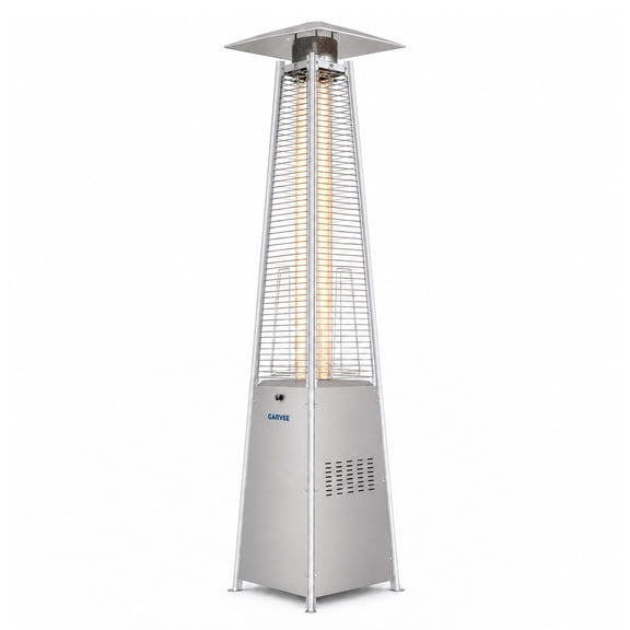Pyramid Propane Outdoor Patio Heater with Wheels and Waterproof Cover, 48000 BTU Adjustable Freestanding Gas Heater for Backyard Garden