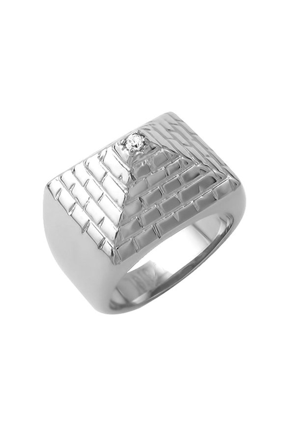 Pyramid Stainless Steel Ring CZ