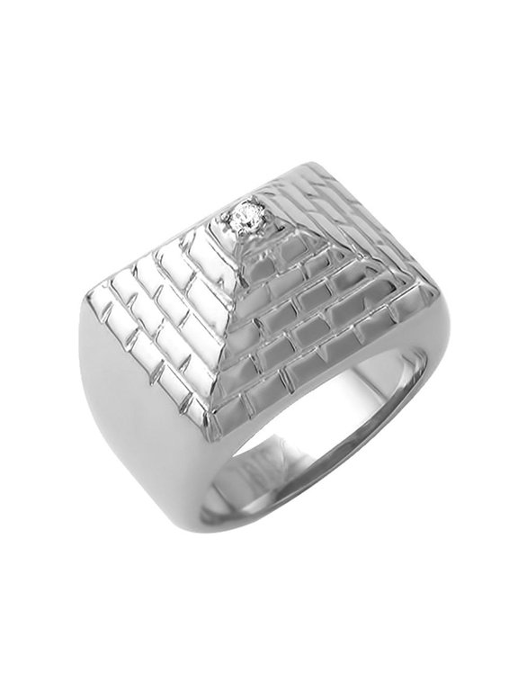 Pyramid Stainless Steel Ring CZ