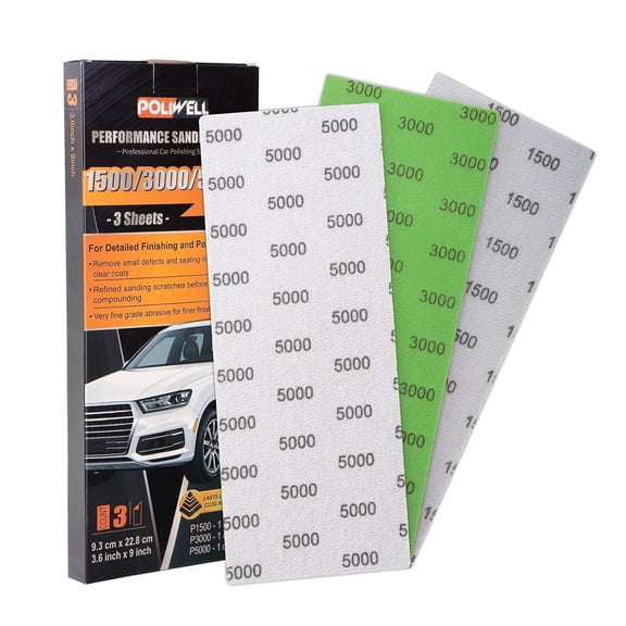 Pyramid Structure Car Sandpaper Set: 3.6 x 9 Wet/Dry Polishing Pads (1500/3000/5000 Grit) Clear Coat Scratch Repair, Automotive Detailing Care, and Ultra-Smooth Surface Restoration