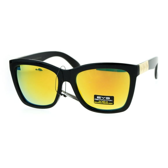 Pyramid Stud Horn Rim Mirror Lens Plastic Sunglasses Orange