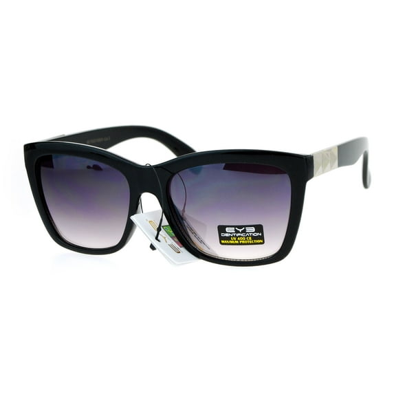 Pyramid Stud Horn Rim Mirror Lens Plastic Sunglasses Silver Smoke