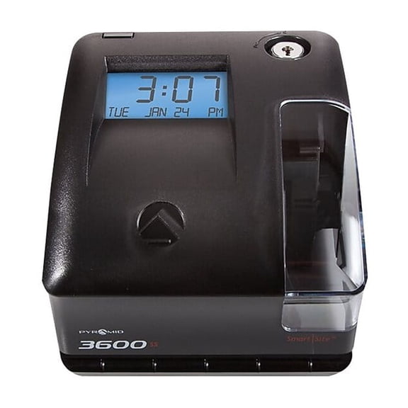 Pyramid Time Systems Time Clock and Document Stamp System for Employee, SmartSite LED Alignment Guide, Black