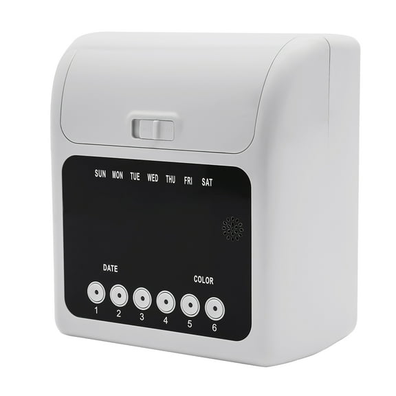 Pyramid Time Clock System with 50 Punch Cards, Red and Black Printing, Automatic Recognition, and Music Bell for Office Attendance