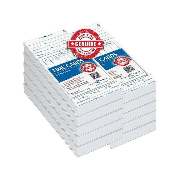 Pyramid Time Cards for 3800 Time Clock 1000/Pack (3800-10MB)